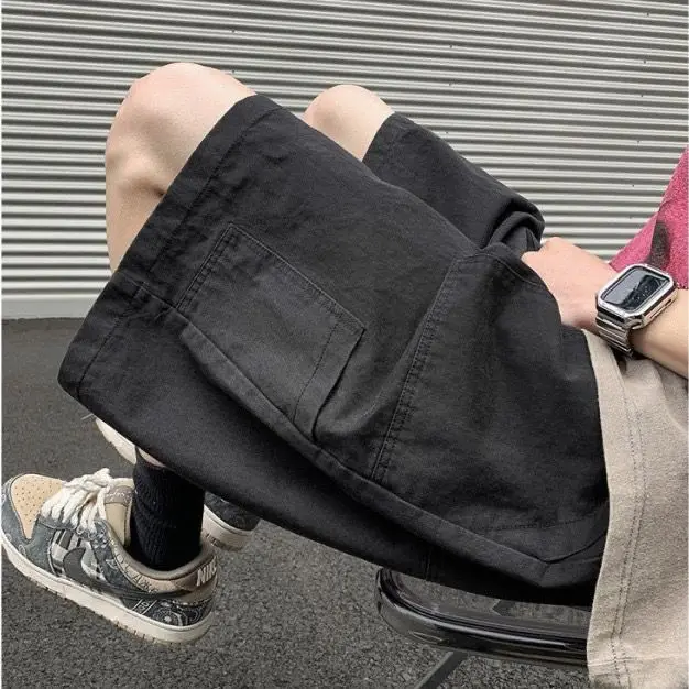 Japanese overalls men summer loose large size wide leg trend y2k street casual outerwear men running five point pants