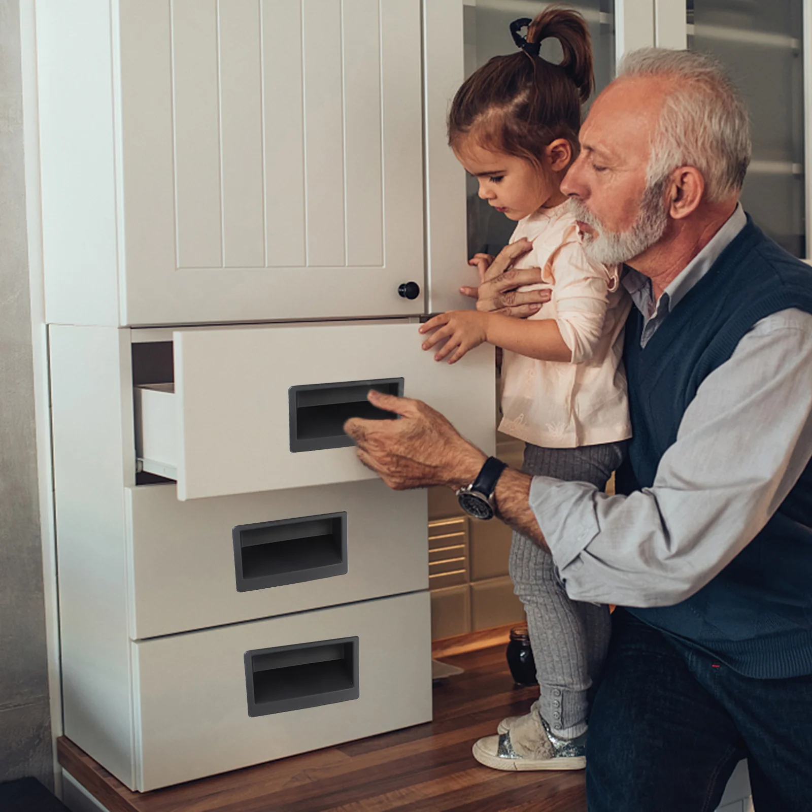 

3Pcs Switch Cabinet Pull Handles Embedded Invisible Durable ABS Plastic for Control Distribution Boxes Indoor Home Furniture