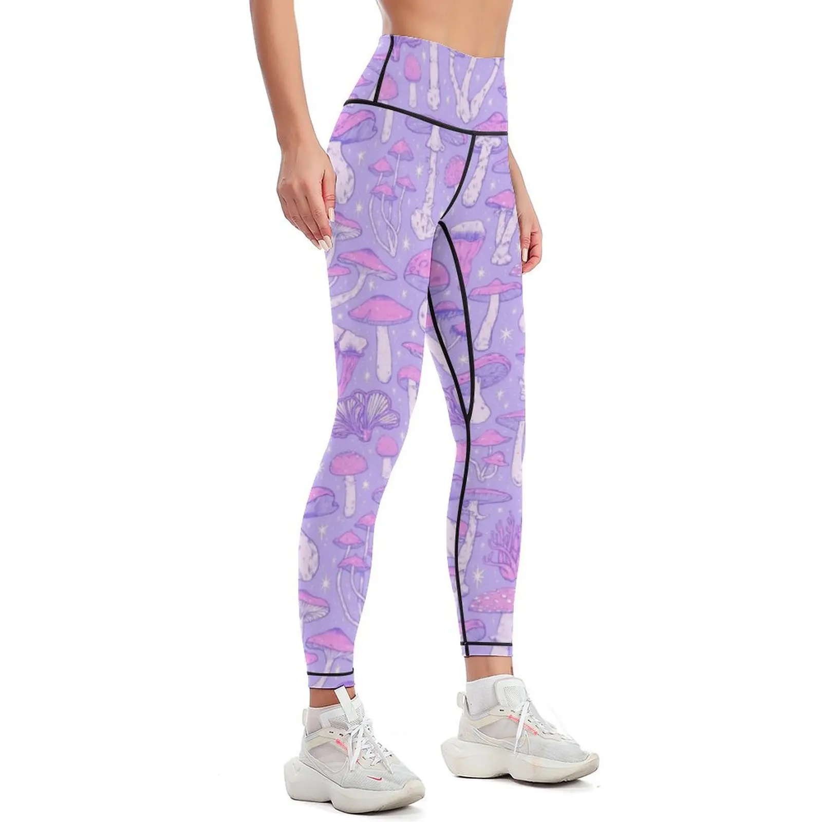 Deadly Mushrooms Pastel Purple Leggings flared workout shorts Pants sport gym sportswear woman Womens Leggings