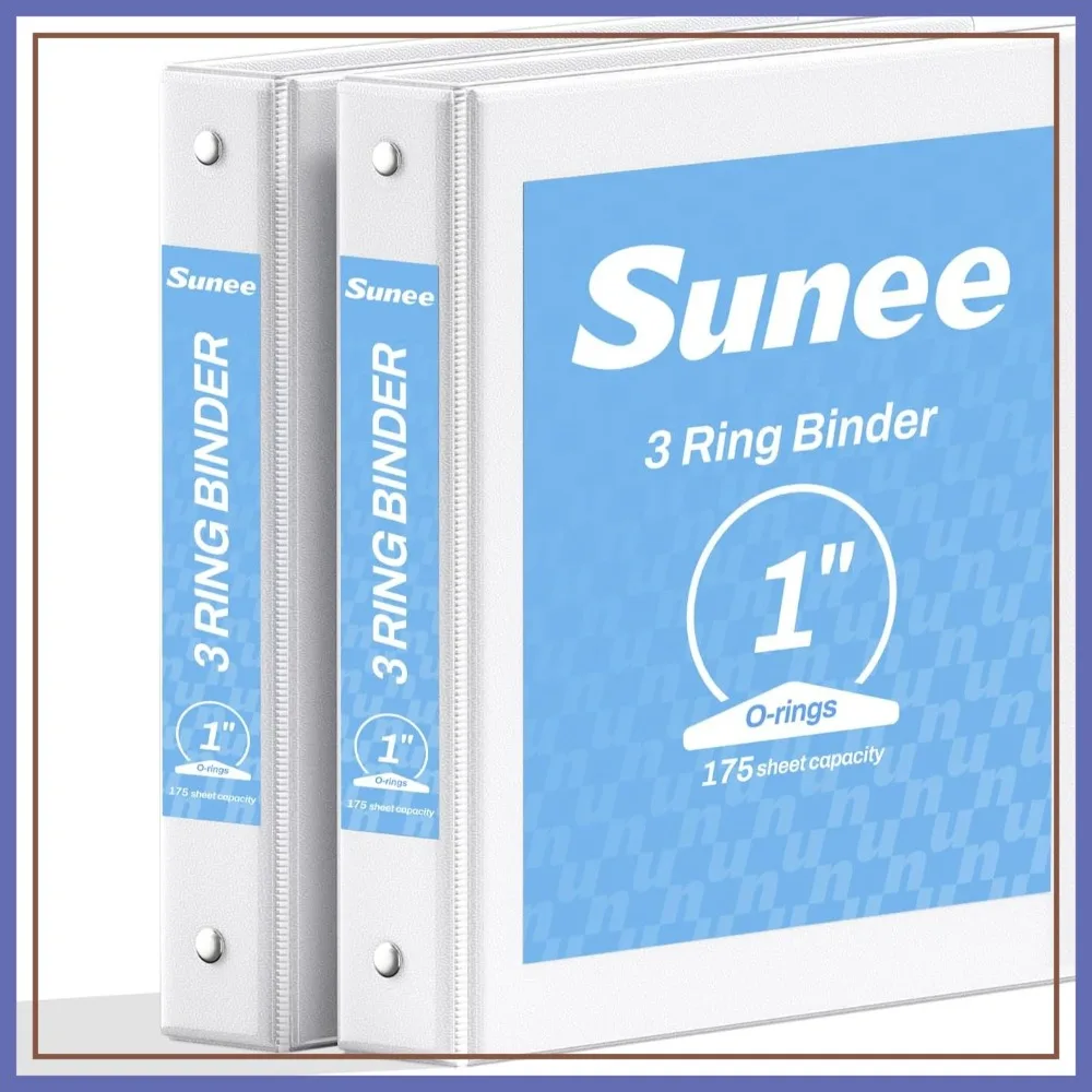 

3 Ring Binder 1 Inch 2 Pack, Clear View Three Ring PVC-Free (Fit 8.5x11 Inches) for School or Office Supplies, White