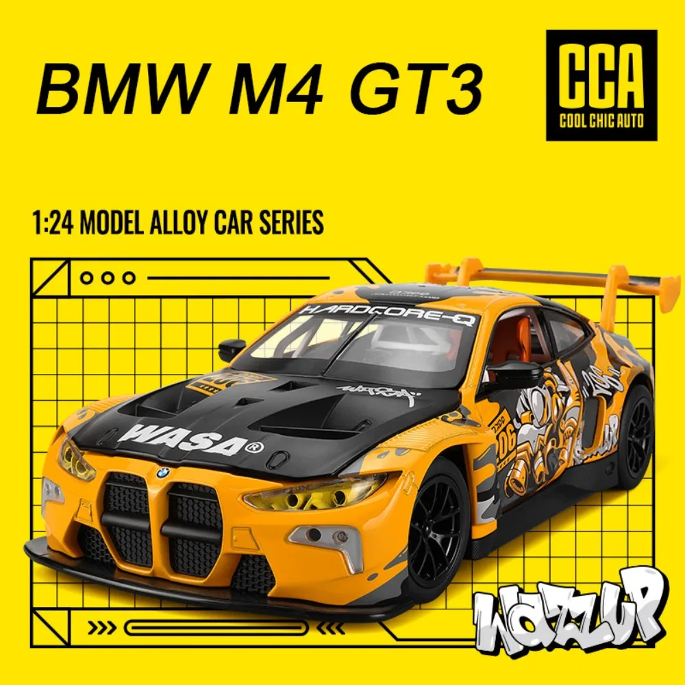 1:24 BMW M4 GT3 Alloy AUDI R8 LMS Model Toys Diecast Metal Doors Opened Front Wheel Steering Race Cars Christmas Gift for Friend