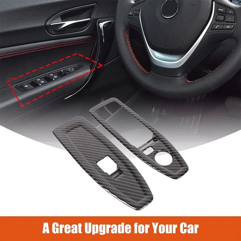 

For BMW 2 Series Coupe F22 2014-2019 ABS Carbon Fiber Car Glass Lift Switch Panel Frame Stickers Car Accessories