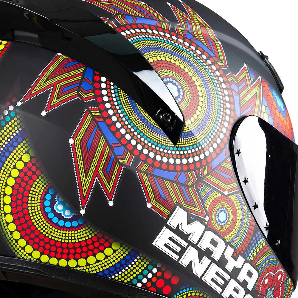 خوذة دراجة نارية للجنسين معتمدة من DOT مع نمط الطوطم خوذة لكامل الوجه للفصول الأربعة مع جناح ذيل كبير لراكبي الدراجات النارية #5