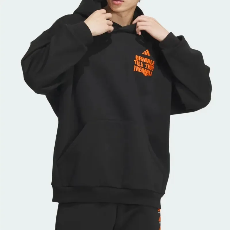 adidas Small Embroidery Hood Pullover Low Key Retro Design Soft Midweight Fabric TopJC6804 1PCS