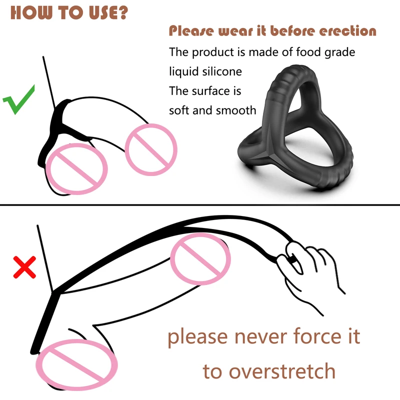 Black Silicone Cock Ring Delay Ejaculation Semen Lock Ring Reusable Cockring Men Penis Ring Sex Toys for Couples Sexshop image 6