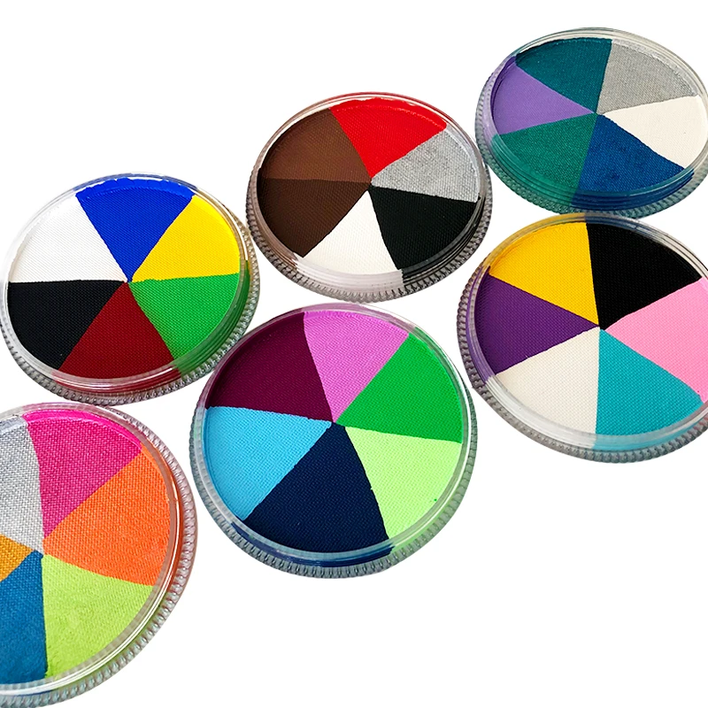 

30g Non Toxic Private Label Professional Face Paint Water Based UV Rainbow Split Cake Face Paint