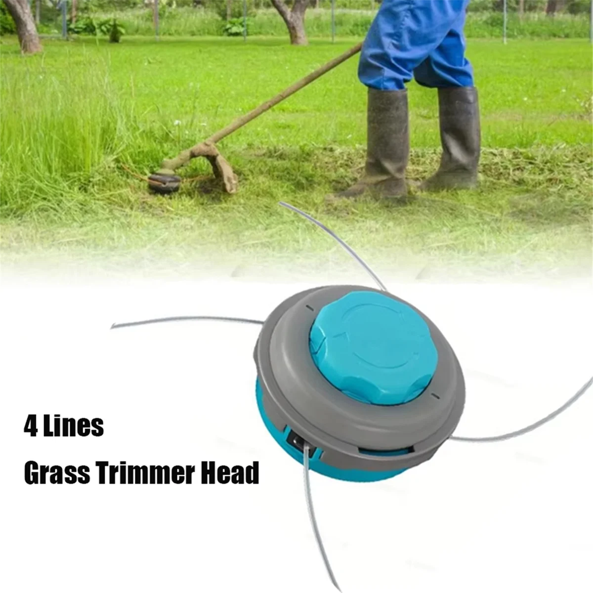 

ABYA NEW 4 Lines Grass Trimmer Head, M10x1.25 Threaded, Automatic Outline Brush Cutter Parts, Garden Accessories