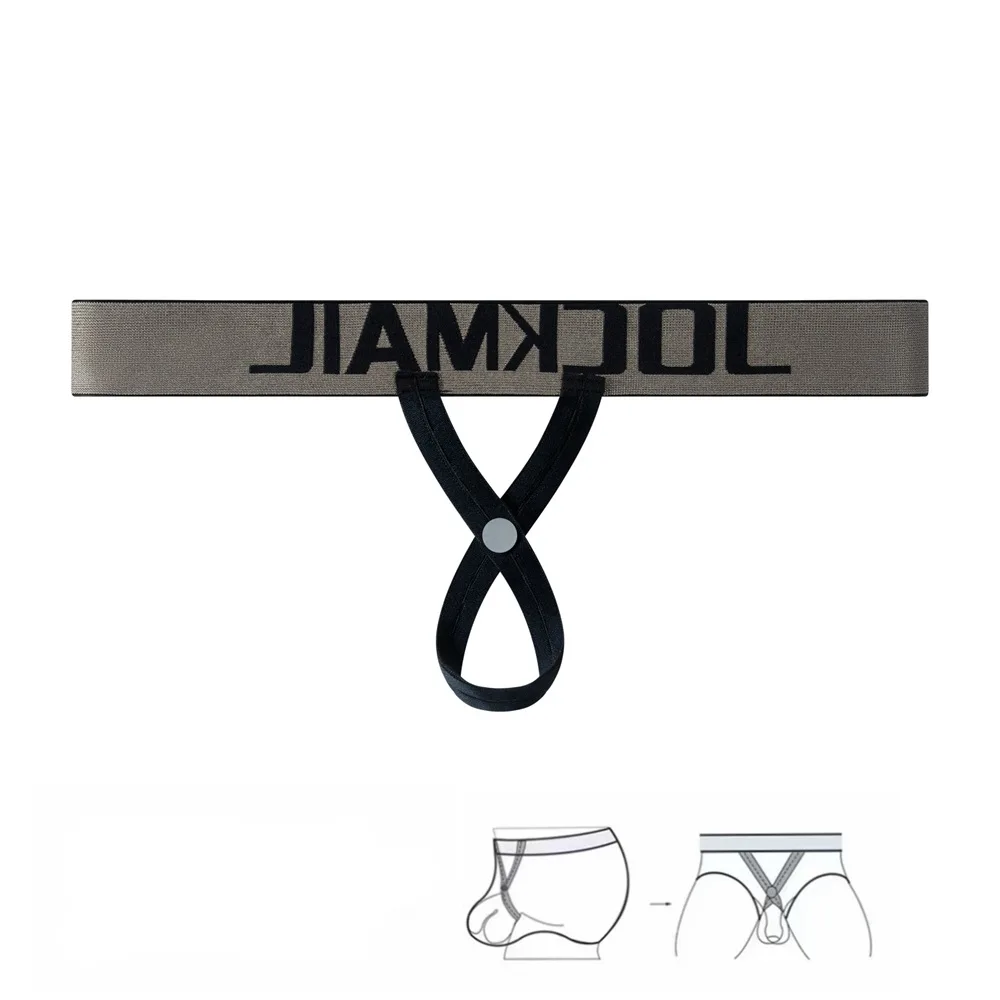 Jockmail Men Ring Underwea Homosexual Ropa Interior Sex Para Bragas Hombre New Hollow Ring T-Back Button Adjustable Jockstrap