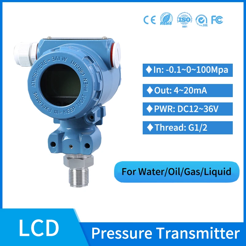 

G1/2 IP65 Pressure Sensor Hydraulic Pressure Transmitter with LCD display 0-40Mpa Pressure Transducer