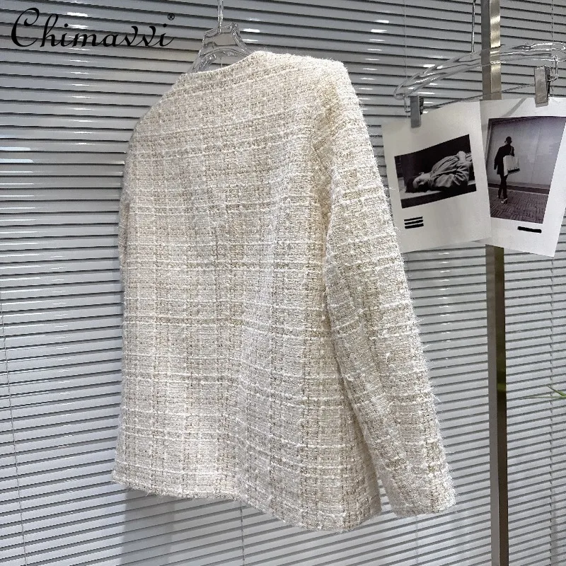 2026 Lente en Herfst Nieuwe High-End Mode Vier Zak Tweed Jas Dames Lange Mouw Elegante Commuter jassen Tops