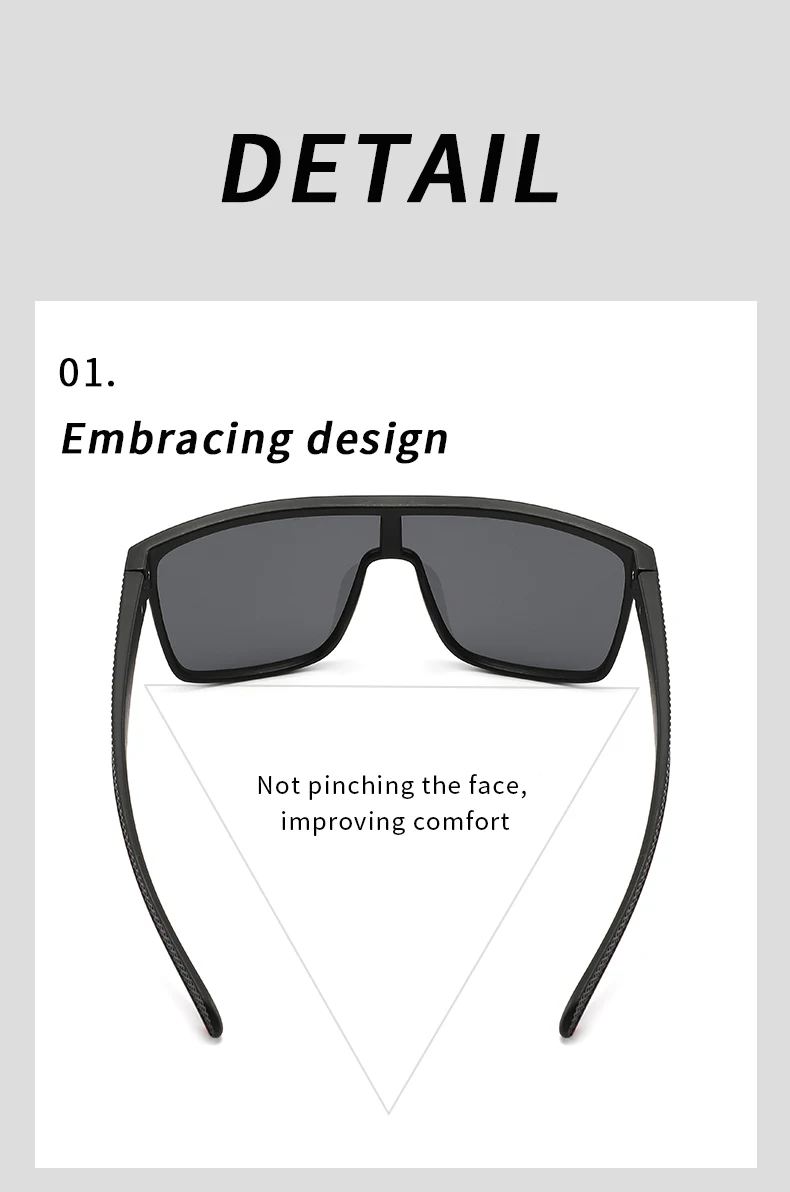 Modische polarisierte quadratische Sonnenbrille für Männer und Frauen, übergroße, blendfreie Fahrerspiegel-UV400-Sonnenbrille – Detail 6