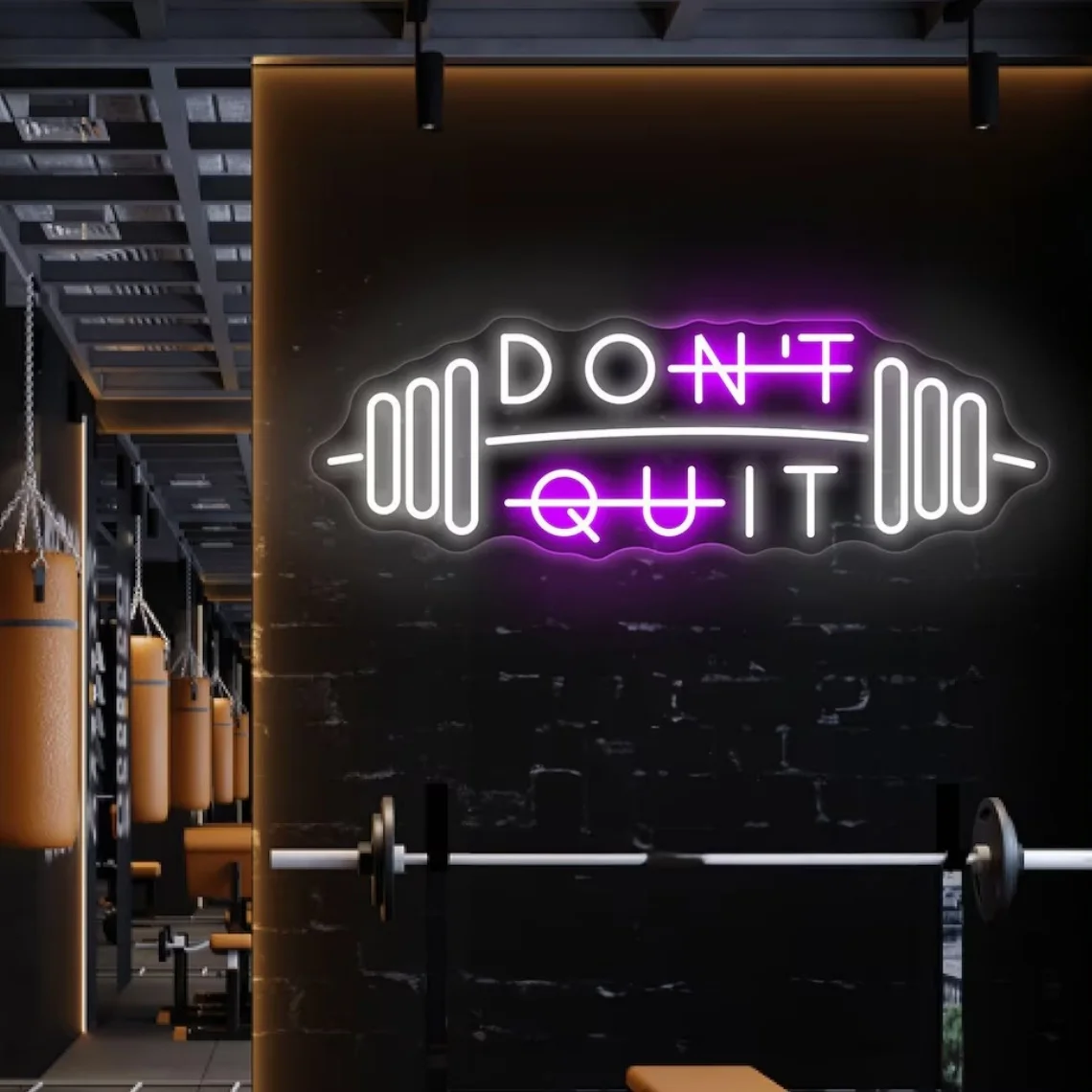 Don't Quit Neon, Custom Home Gym Decor LED Neonlicht Gym Schlafzimmer Dekoration USB-Stecker Fitness Dekoration Kreatives Geschäftsschild