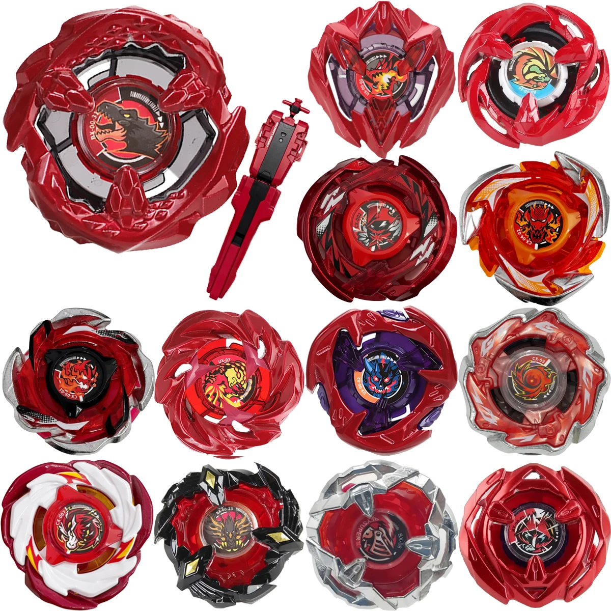 Gyro X Spielzeug-Gyroskop, Rote Serie Legierungs-Gyroskope, Kinder-Kampfspielzeug BX, CX, DX mit Starter, Jungen-Kampfspielzeug