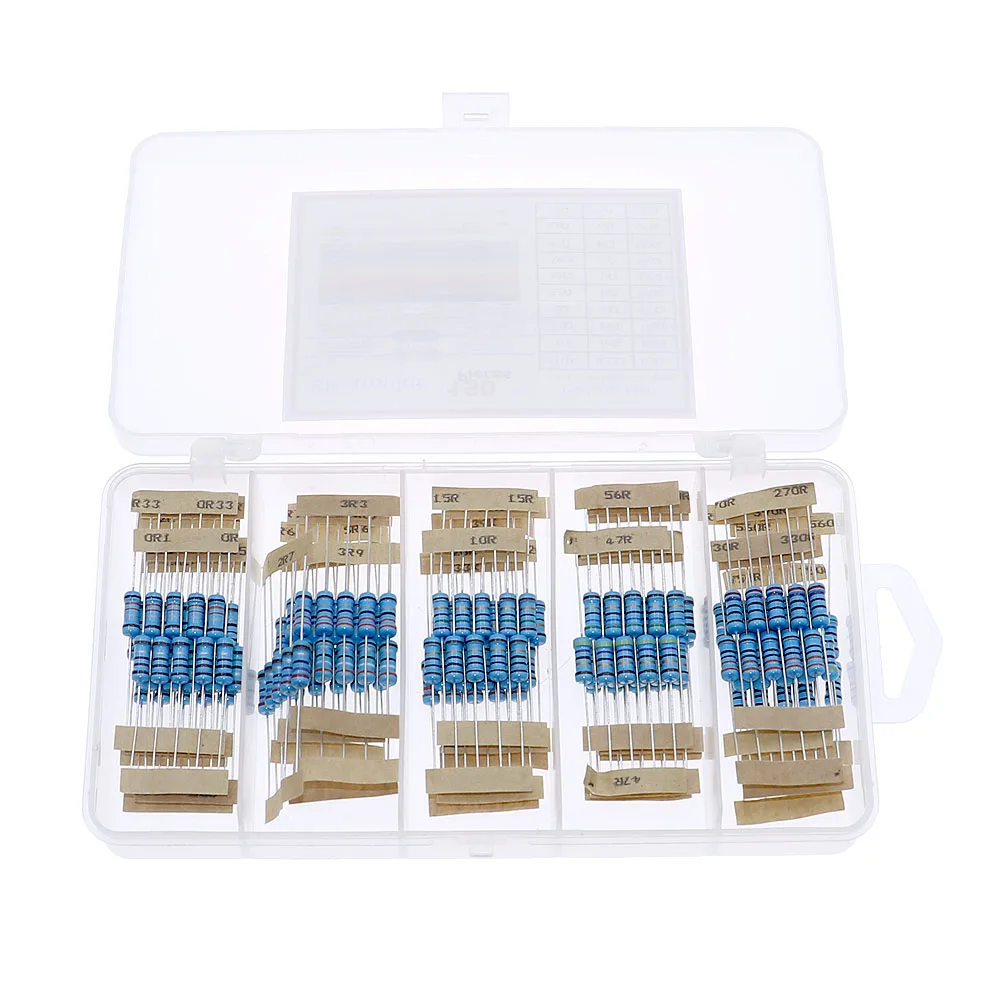 150pcs/Box 30values 0.1-750 ohm 1% 1W Metal Film Resistor Assorted Kit Set