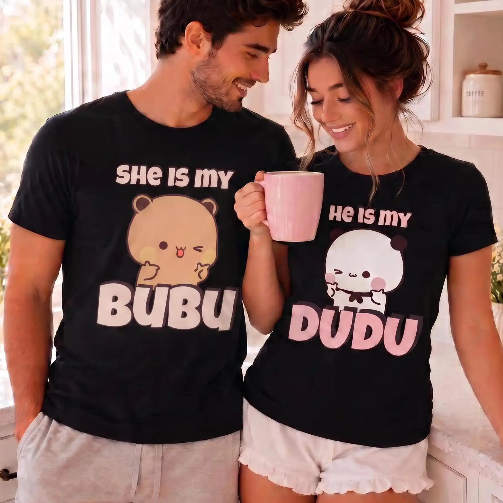 2026 Bubu Dudu Matching Couple Shirts She Is My Bubu He Is My Dudu Cute Bear Panda T-Shirt His and Hers Valentine Gift Outfit