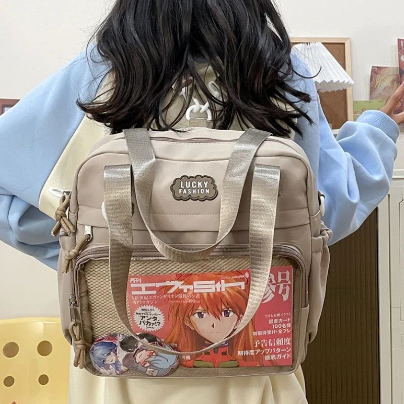 Bolso de hombro tipo bandolera estilo pijo japonés Y2K, nuevas mochilas escolares de nailon para adolescentes, mochilas Itabag transparentes, bolso Ita