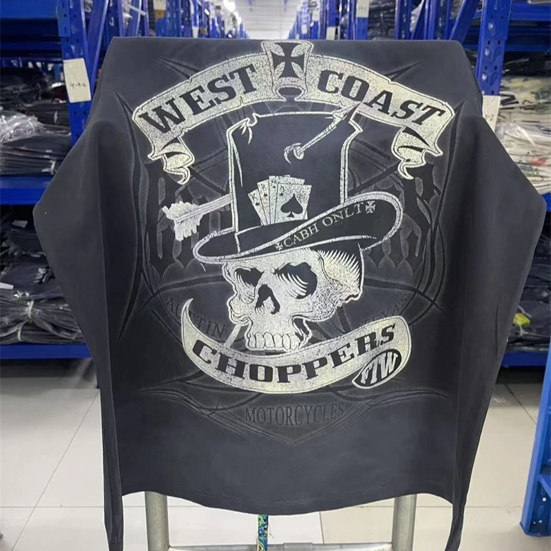 

Винтажная футболка West Coast Choppers с черепом для мужчин и женщин, 1:1, высококачественные потертые черные футболки