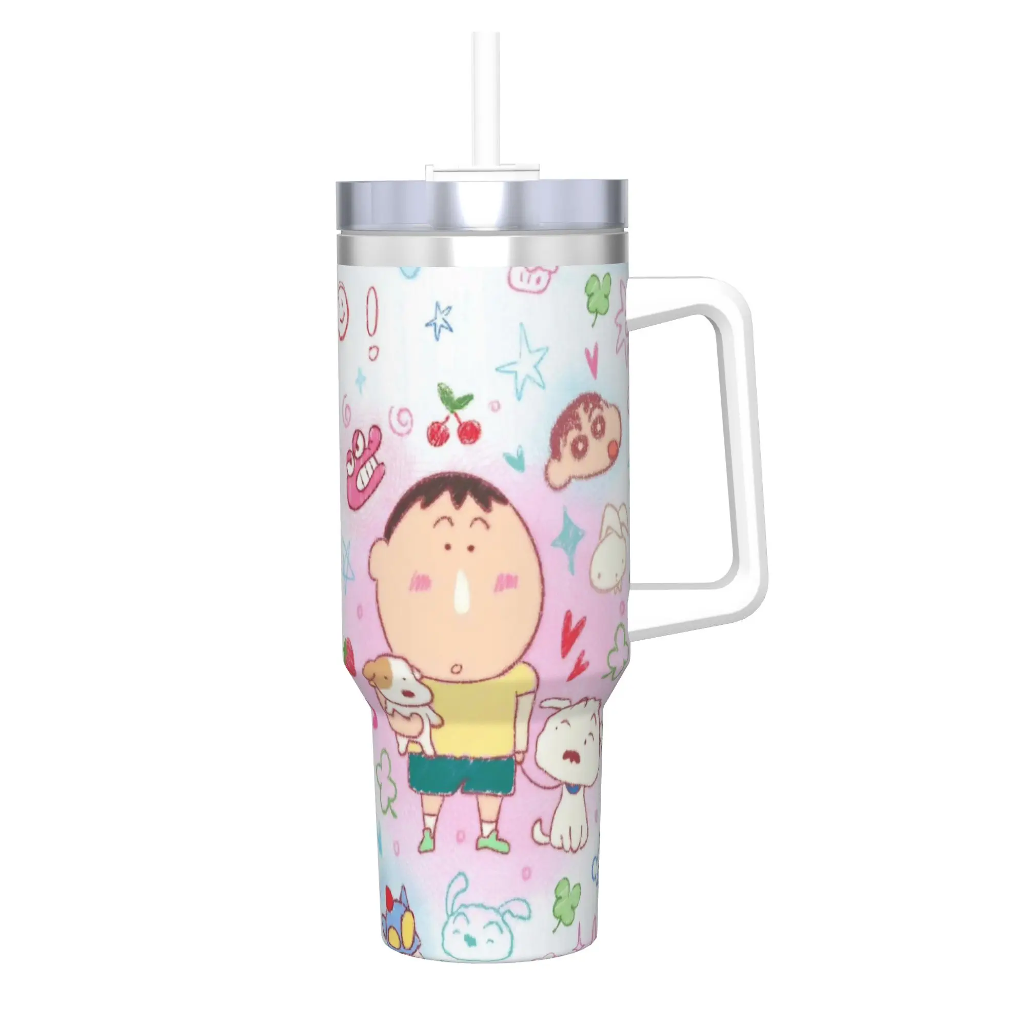 Stainless Steel Tumbler Crayons Shin Chans Anime Thermal Mug  Portable Hot Drinks Mugs Cup Driving Water Bottle