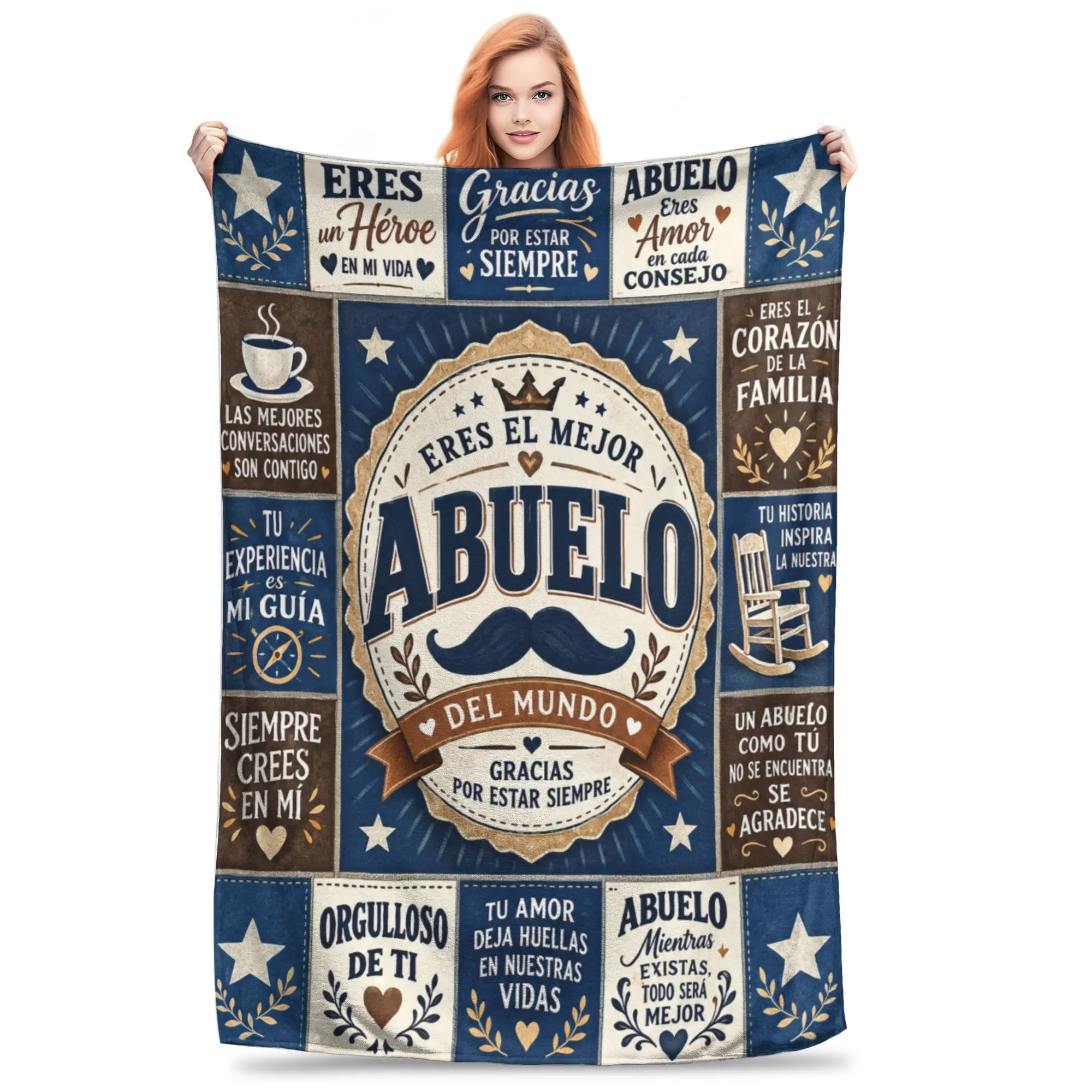 1PC Moustache Quilt Close-up Thanksgiving Gifts to Abuelo Papa Winter Blankets for Adults Bedding Home Interior Sofa Knee