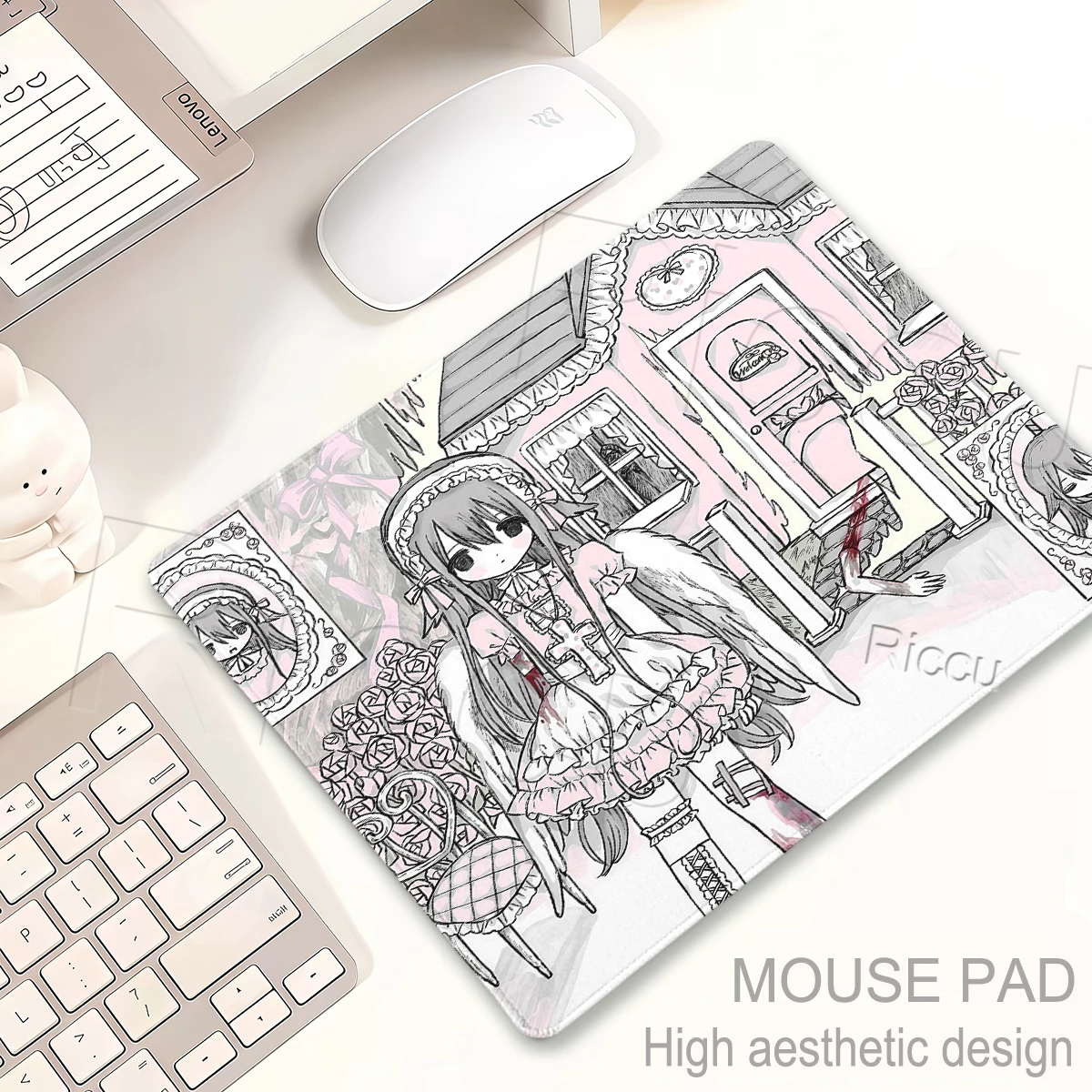 Small Cartoon Pretty Angel Girls Mouse Pad Gaming Cabinets Desk Mat Kawaii XS PC Professional Keyboard Rug Pink Overlock Carpets