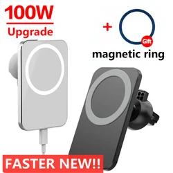 100W Car Phone Holder Wireless Charger Car Mount Magnetic Car Chargers Wireless For iPhone 15 14 13 12 Pro Max XS Xiaomi Samsung