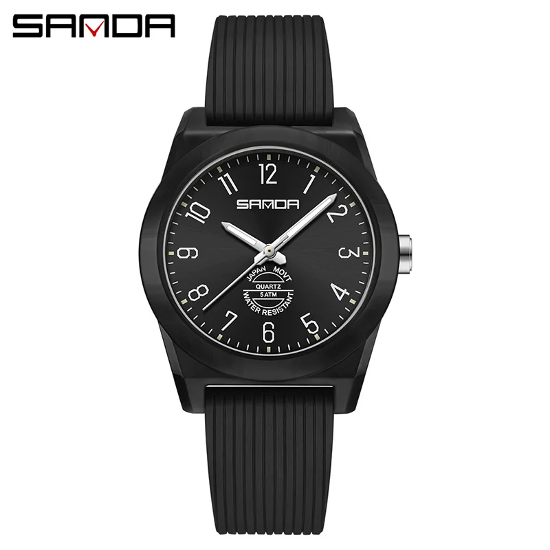 

SANDA SD6218 Горячие модные простые кварцевые часы для мужчин Светящийся водонепроницаемый силиконовый ремешок Спортивные часы для мужчин