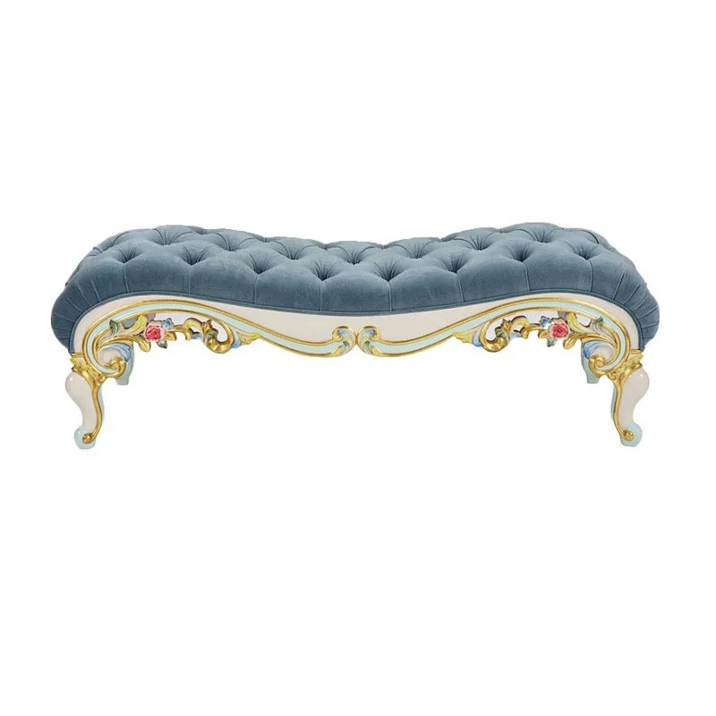 European mahogany carved painted bedside stool Alexander bedroom shoe changing stool