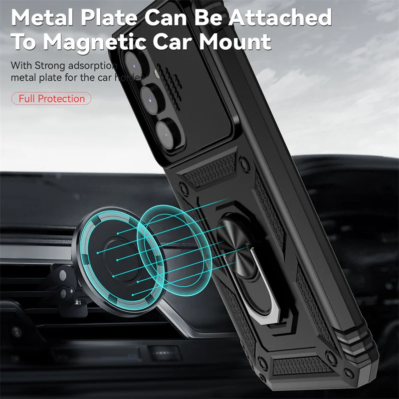For Samsung Galaxy A14 A34 A54 5G Case Slide Camera Protect Armor Phone Case For Samsung A54 A 14 34 54 Magnet Holder Ring Cover image 2