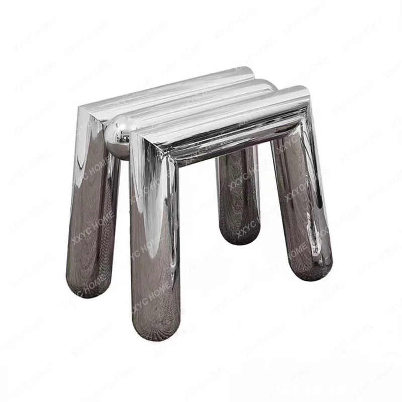 

Низкий табурет для переобувания из нержавеющей стали H Side для дома и гостиной