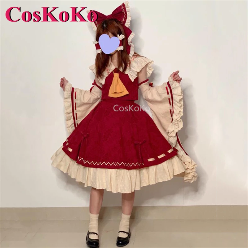 CosKoKo Hakurei Reimu Cosplay Anime Game Touhou Project Costume, hermoso vestido dulce elegante, ropa de juego de rol para fiesta de actividades