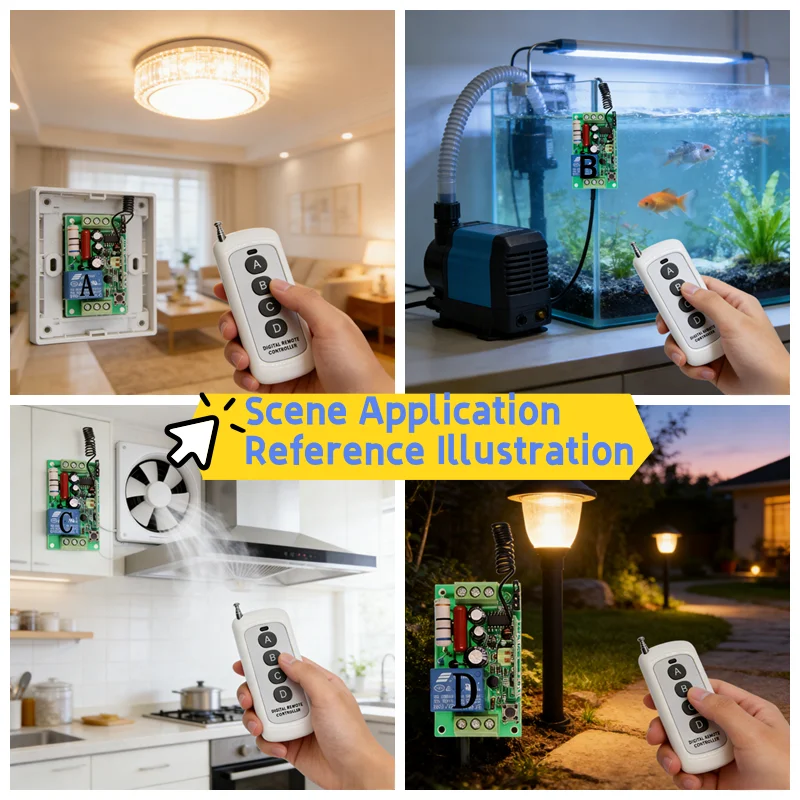 

Разделенный беспроводной пульт дистанционного управления, 4-клавишный передатчик, 433 МГц, переменный ток, 110 В, 220 В, 1 канал, управление освещением, вентилятор, силовое оборудование