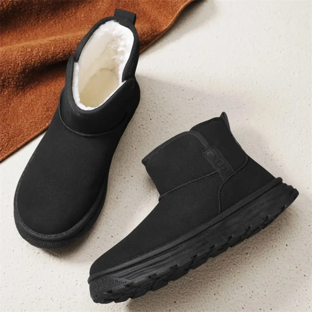 

Autumn and Winter's New Large-sized Solid Color Suede Split-on Flat High-top Warm Cotton Shoes and Fashionable Snow Boots