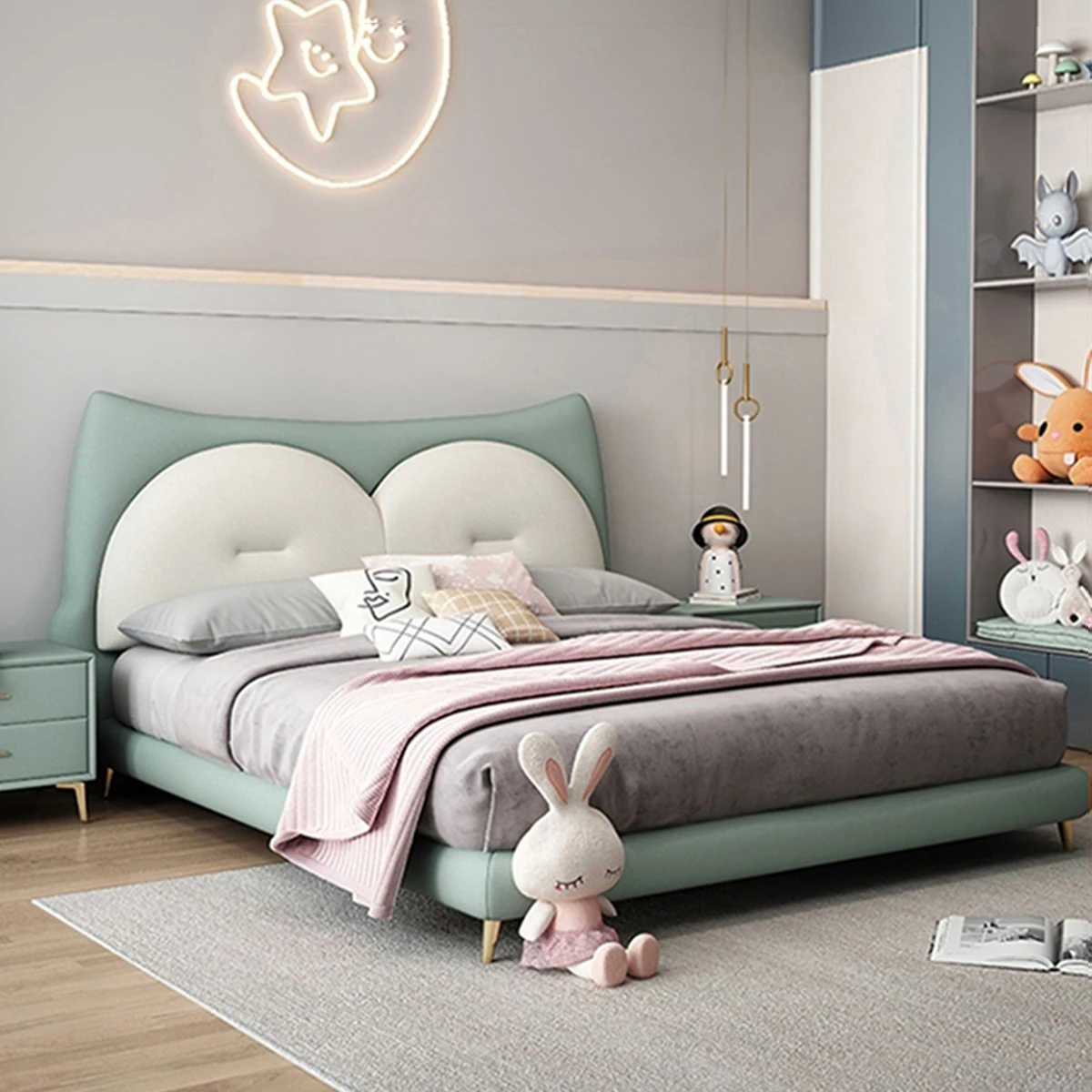 #For Creative Cartoon Owl Children's Bed Double Modern Leather Bed Home Cute Storage Bed Boys Girls Children's Bedroom