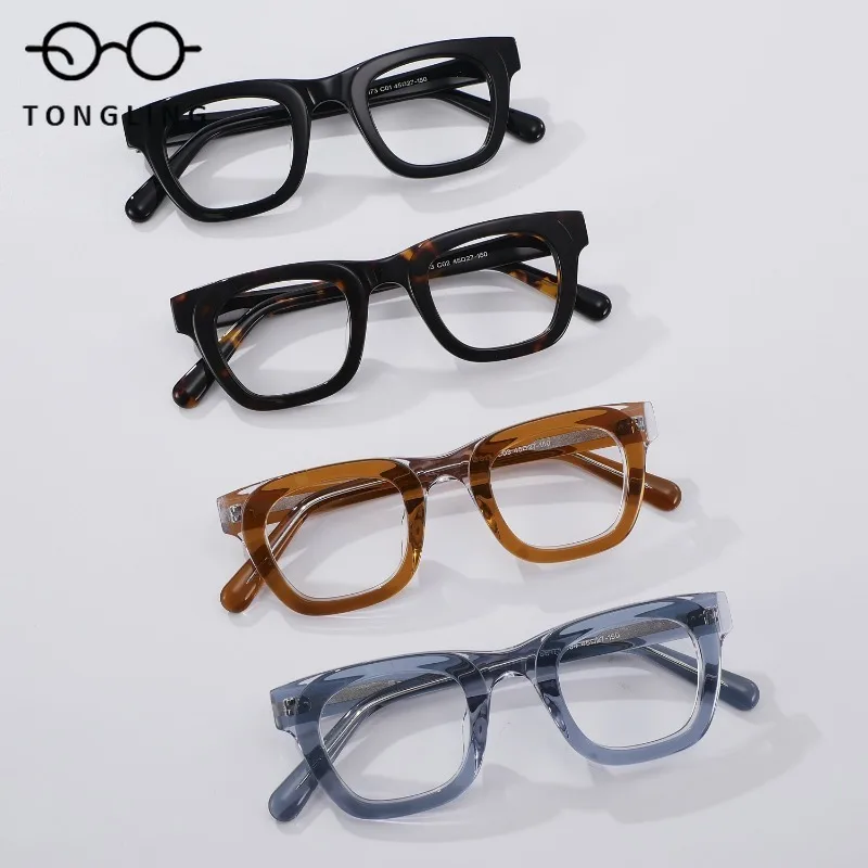 2025 New Fashionable High-Quality Women Handcrafted Acetate Men Retro Casual Square Luxurious Design Personalized Eyeglass Frame