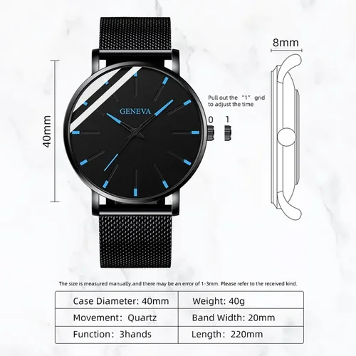 Imagen 2 del producto Relojes minimalistas ultrafinos a la moda para hombre, reloj de pulsera de cuarzo con correa de malla de acero inoxidable para negocios, reloj Masculino