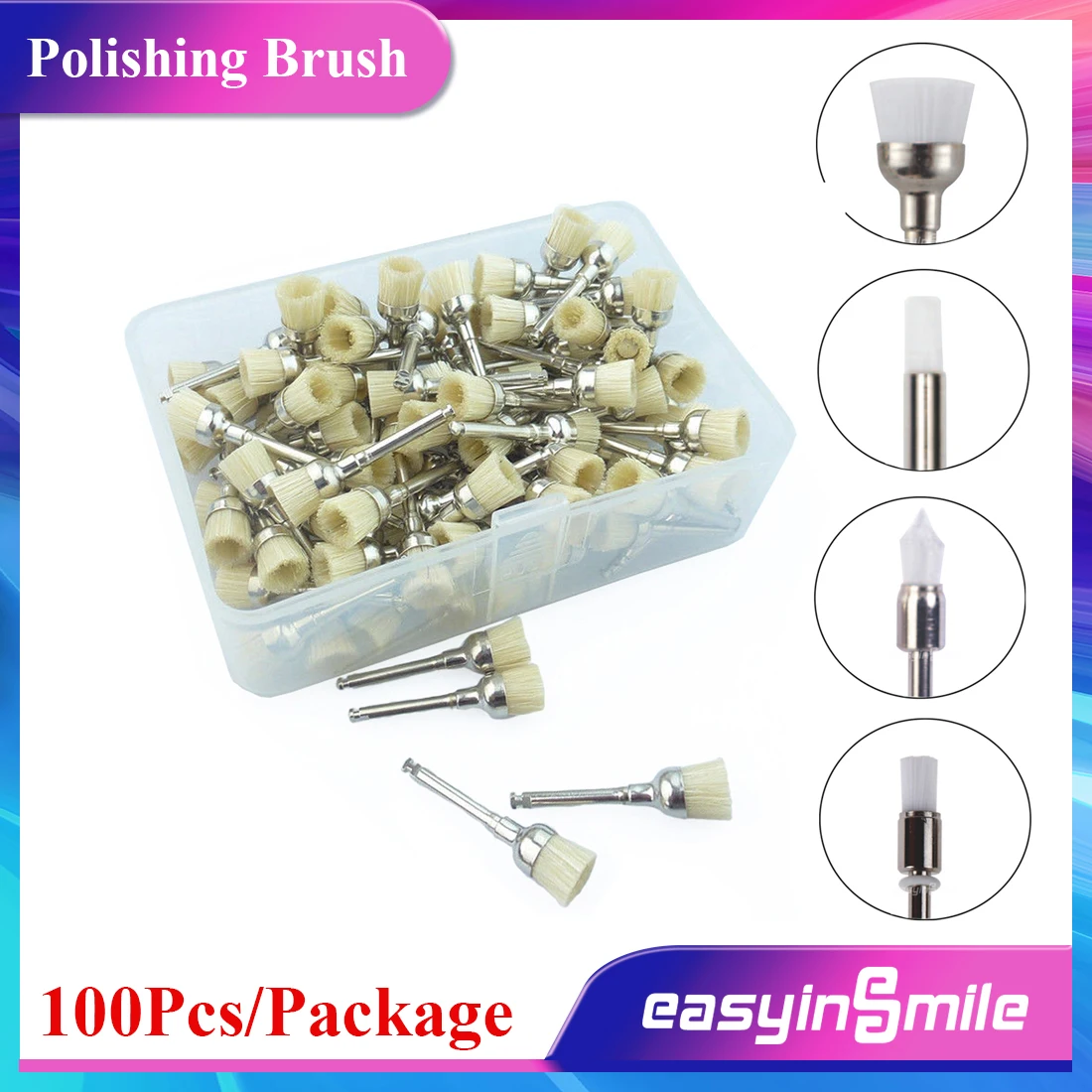 

EASYINSMILE зубная полировка, профи, круглая щетка, средство для полировки для зубов щетки для медленной скорости, наконечник 100 шт./упаковка