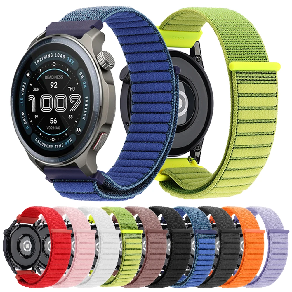 Bracelet à boucle en Nylon, 20mm 22mm, pour Amazfit BALANCE/BALANCE 2 Bip 6 5 UNITY Band GTS 4 3/GTR mini 4 2e 3/Active 2, Bracelet respirant