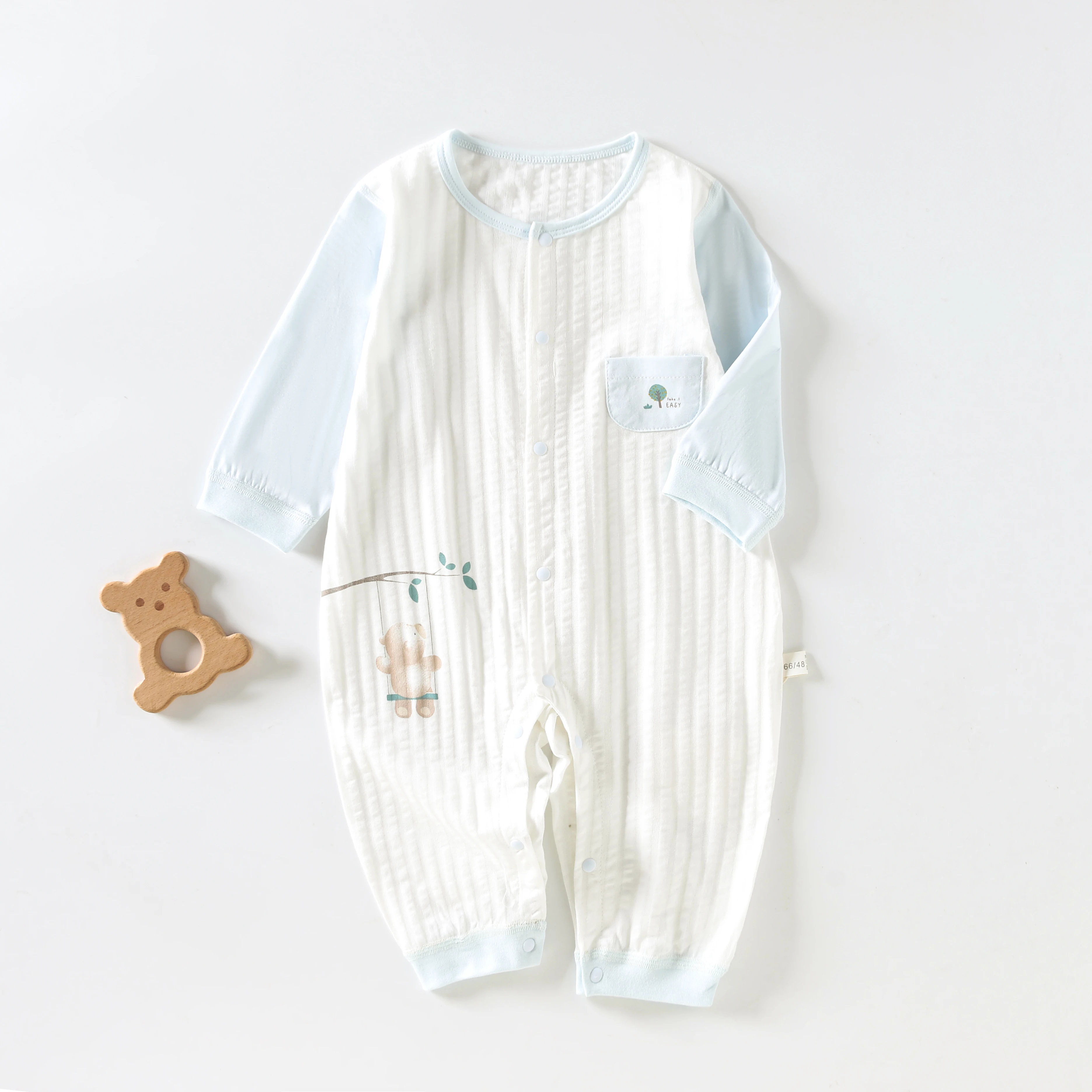 Baby Clothes, Spring and Summer Jumpsuits, Lightweight Air-Conditioned Clothing for Babies, Home Crawling Clothes, Breathable Long-Sleeved Pajamas
