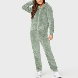 Winter Warm Pyjamas Women Onesies Fluffy Fleece Jumpsuits Sleepwear Overall Plus Size Hood Sets Pajamas Onesie For Women Adult