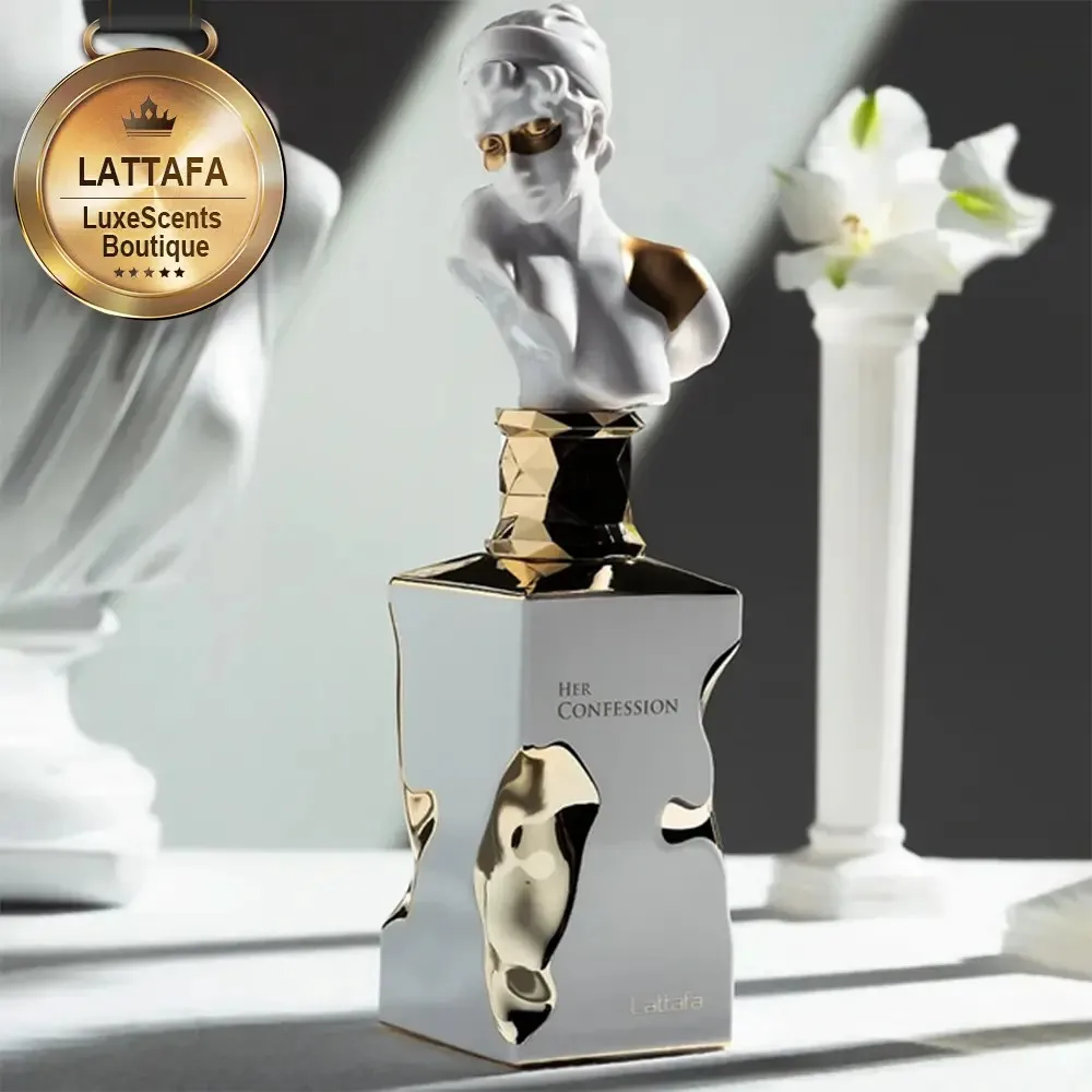 Lattafa HerConfession Eau de Toilette للنساء: مزيج من ملاحظات الفانيليا والزهور مع العنبر الملتصق والمسك |   3.4 أونصة/100 مل. ز