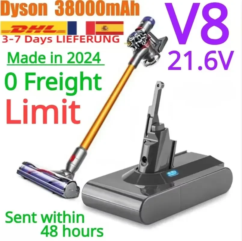 Image of 2024 Neu für Dyson V8 21,6V 38000mAh Ersatzakku Absolute Kabelloser Staubsauger Handstaubsauger Dyson V8 18650 Akku