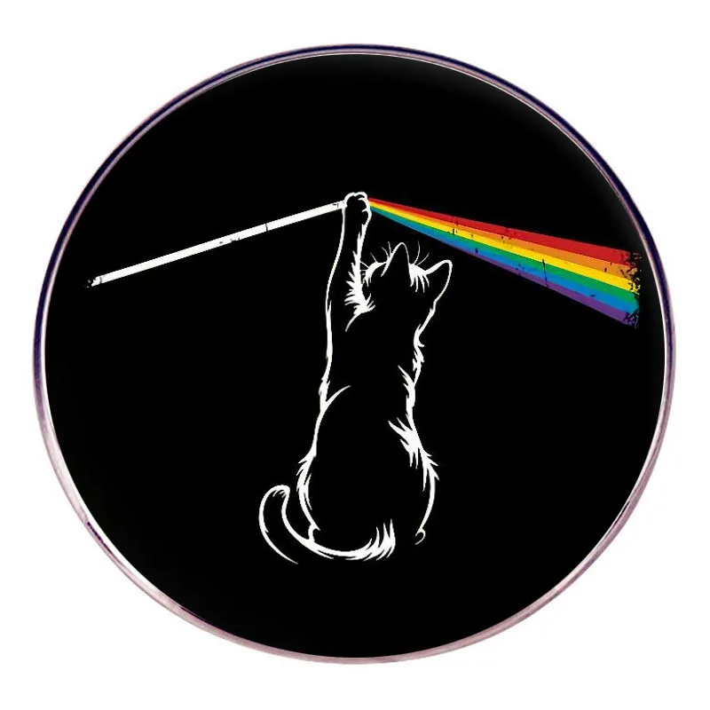 Black Cat Prism Refracts Rainbow Enamel Pins Lapel Badge Brooch Decoration Jewelry