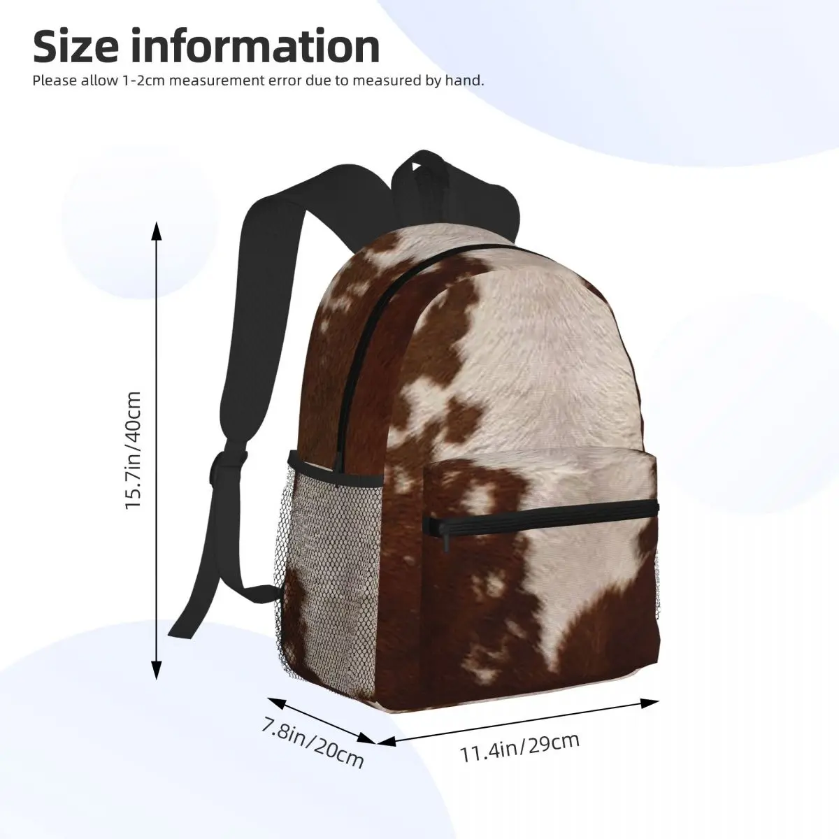 Stylish Cow Fur Cowhide Texture Cow Skin Print Pattern Student Backpack School Bag Hiking Travel Daypack for Men Women Bookbag