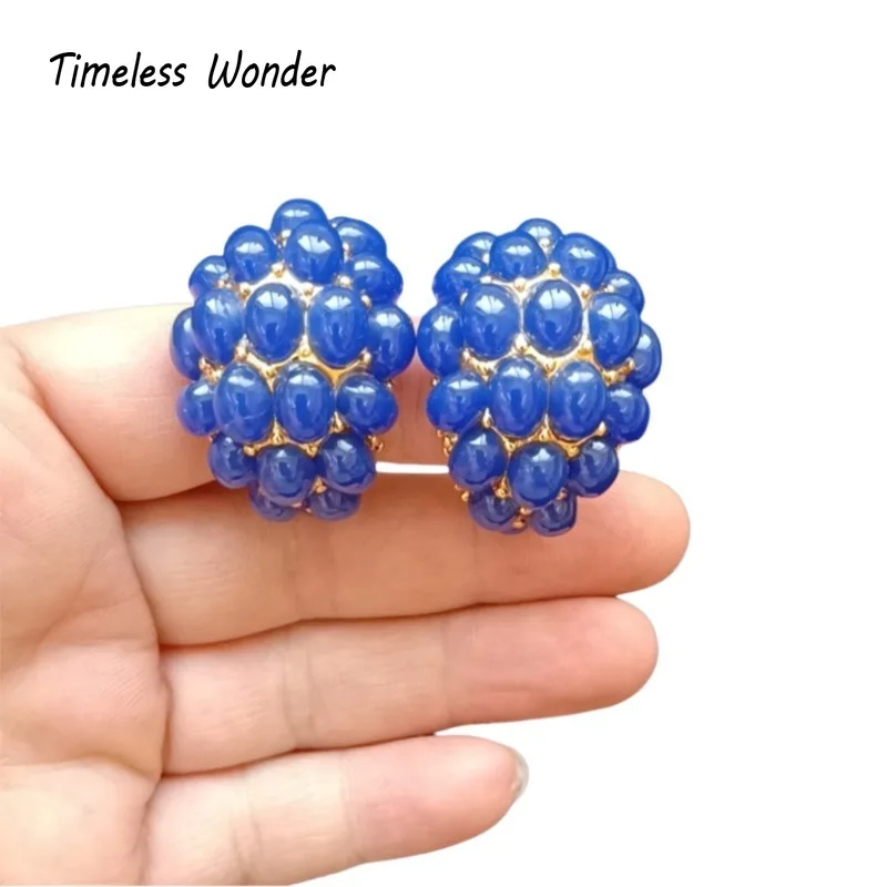 Timeless Wonder Fancy Geo Glass CC Stud Earrings for Women Designer Jewelry Runway Goth Luxury Rare Gift Sweet Japan Cute 5155