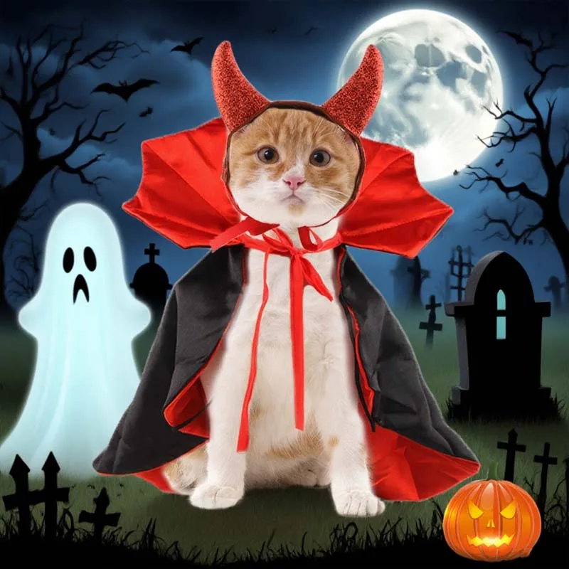 

Halloween Dog Cape Hat Set Pet Costume for Holiday Party Christmas Outfit Performance Pet Clothes Halloween Decoration