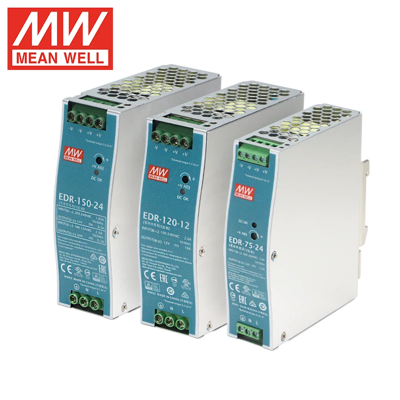 

Meanwell EDR 120W 75W 150W DIN RAIL Competitive Price Mean Well Single Output Industrial DIN RAIL Power Supply 12/24/48V DC SMPS