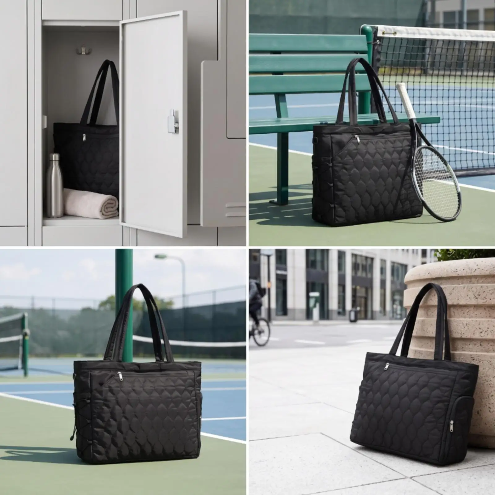 Canvas Pickleball Racket Bag Tote Sport Equipment Carrier with Drawstring Paddle Holder for Tennis Gym Travel