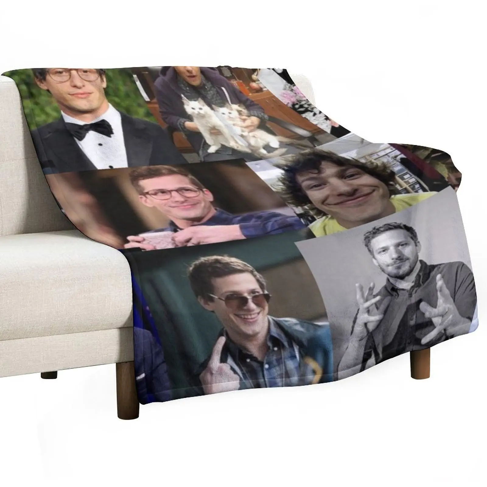 

Andy Samberg (jake peralta) pic collage Throw Blanket Soft Sofas Flannel Fabric Weighted Blankets