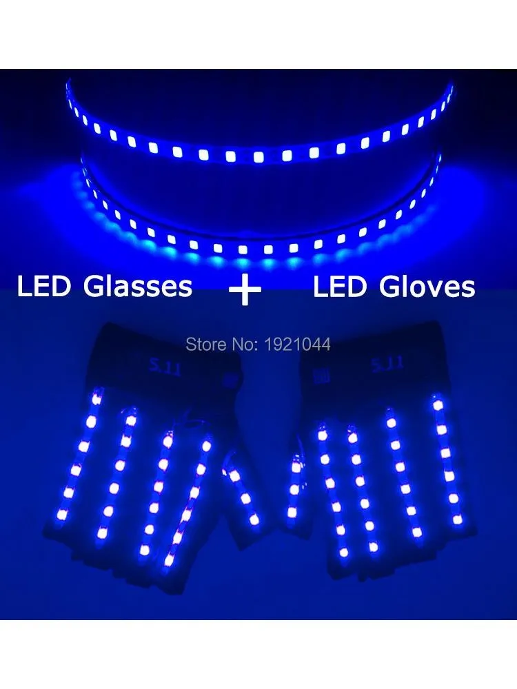 1 szt. okularów LED + 1 para rękawiczek LED Dostępne 6 kolorów Zestaw nowych produktów Glow Dance Party Kostium Dekoracja LED Rekwizyty laserowe — zdjęcie 2