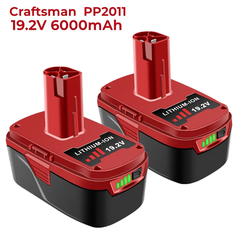 1-2Pack 6.0Ah 19.2V Lithium ion Battery Replacement for Craftsman 19.2 Volt Battery XCP DieHard PP2011 PP2030 130156001130279005